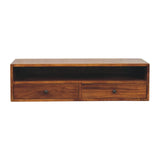 Lunar 2 Drawer Chestnut Wall Mounted Media Unit - Artisan Furniture - Flyclothing LLC