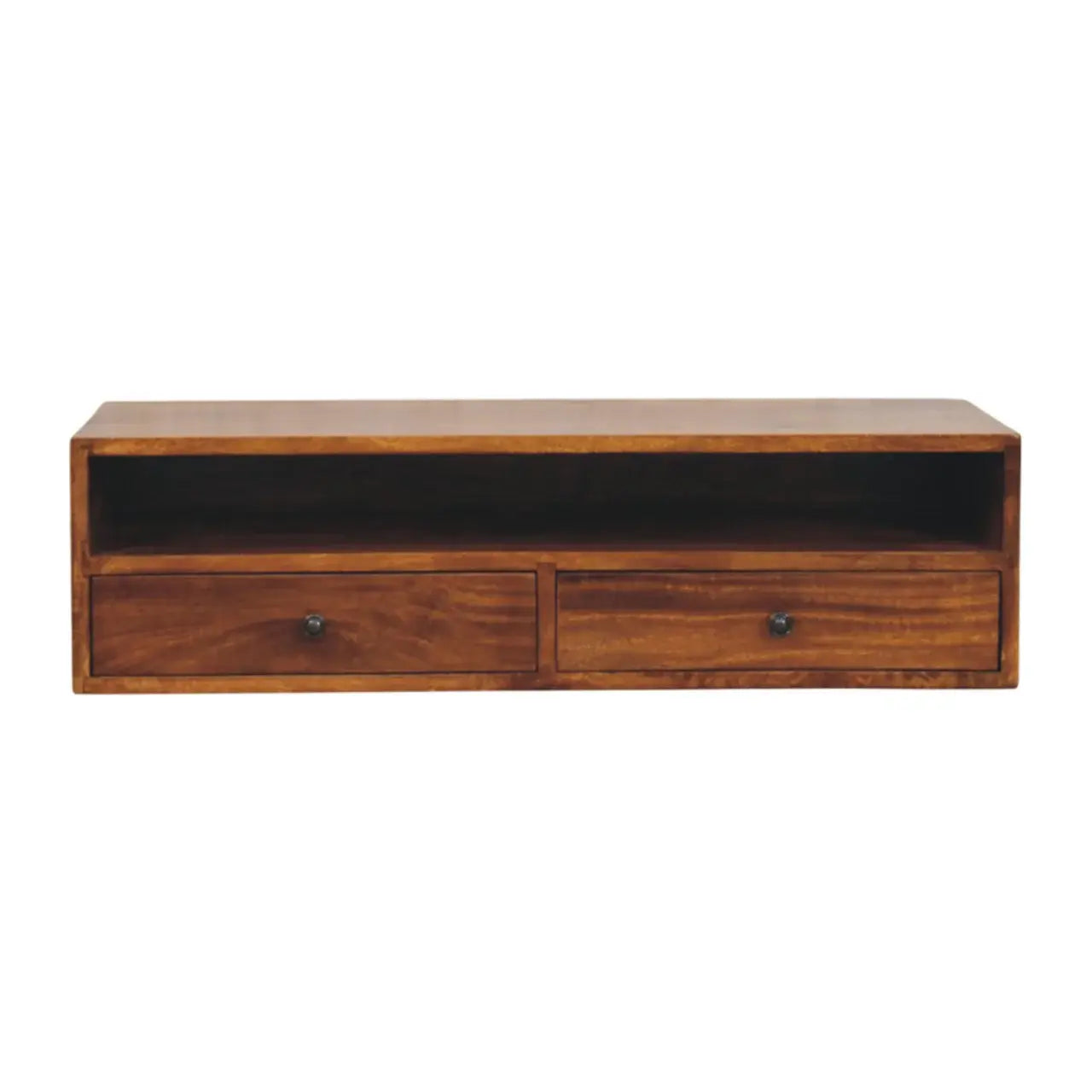 Lunar 2 Drawer Chestnut Wall Mounted Media Unit - Artisan Furniture - Flyclothing LLC