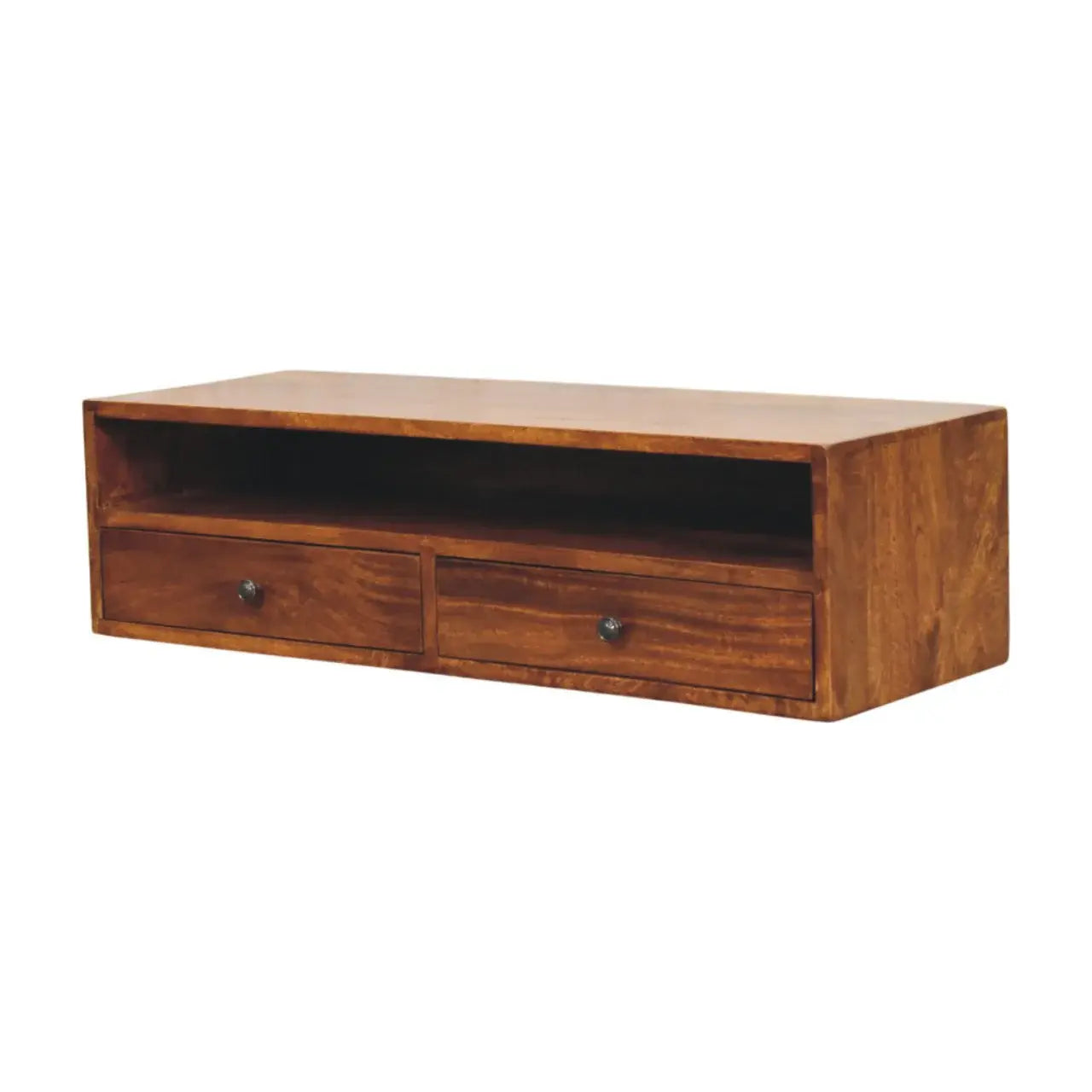Lunar 2 Drawer Chestnut Wall Mounted Media Unit - Artisan Furniture - Flyclothing LLC