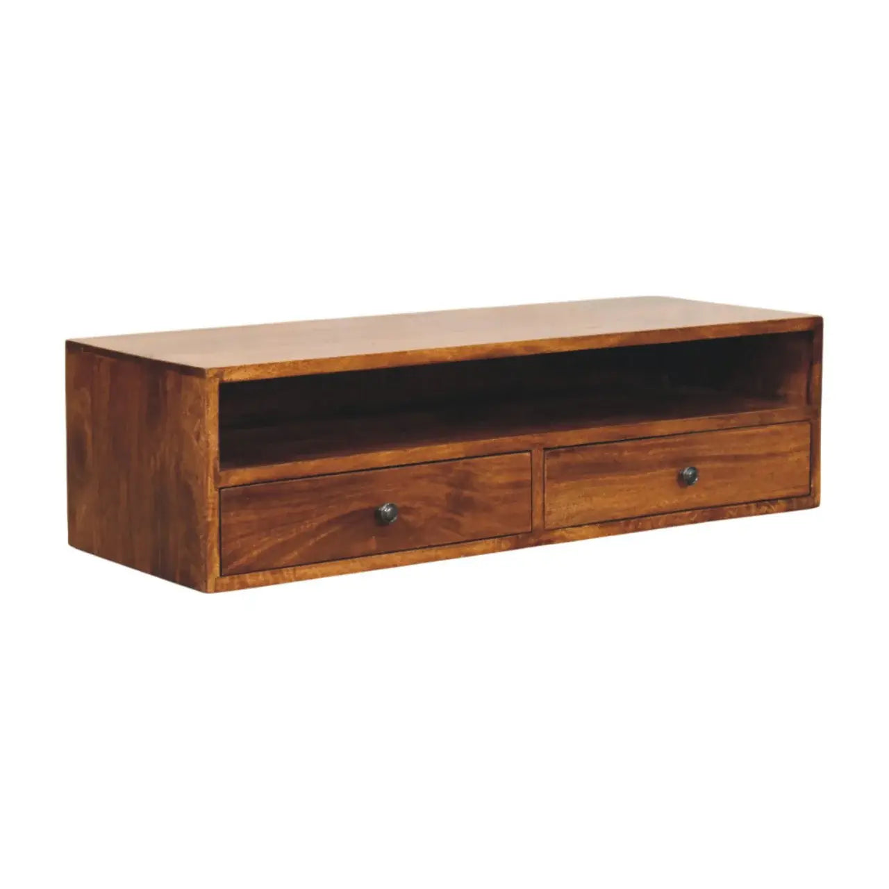 Lunar 2 Drawer Chestnut Wall Mounted Media Unit - Artisan Furniture - Flyclothing LLC