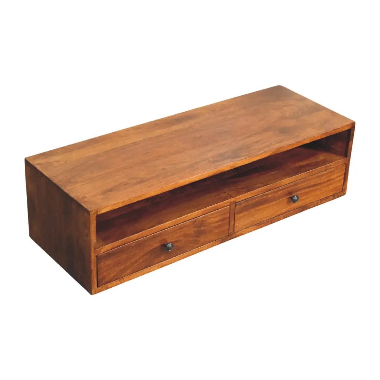 Lunar 2 Drawer Chestnut Wall Mounted Media Unit - Artisan Furniture - Flyclothing LLC