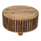 Slatted Round Oak-ish Coffee Table - Artisan Furniture - Flyclothing LLC