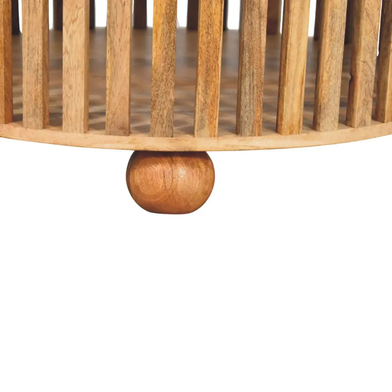 Slatted Round Oak-ish Coffee Table - Artisan Furniture - Flyclothing LLC