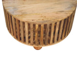 Slatted Round Oak-ish Coffee Table - Artisan Furniture - Flyclothing LLC