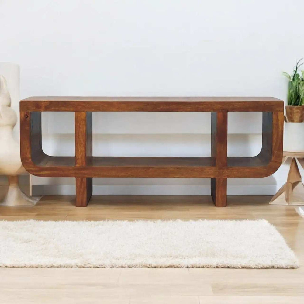 Orion Curved Chestnut Media Unit - Artisan Furniture - Flyclothing LLC