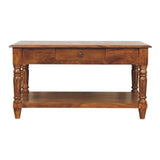 Turned legs Chestnut 2 Drawer Coffee Table - Artisan Furniture - Flyclothing LLC