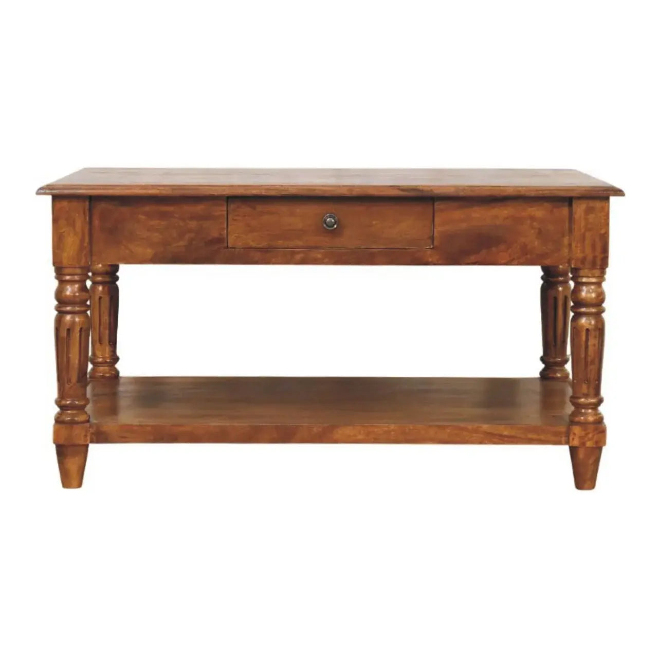 Turned legs Chestnut 2 Drawer Coffee Table - Artisan Furniture - Flyclothing LLC