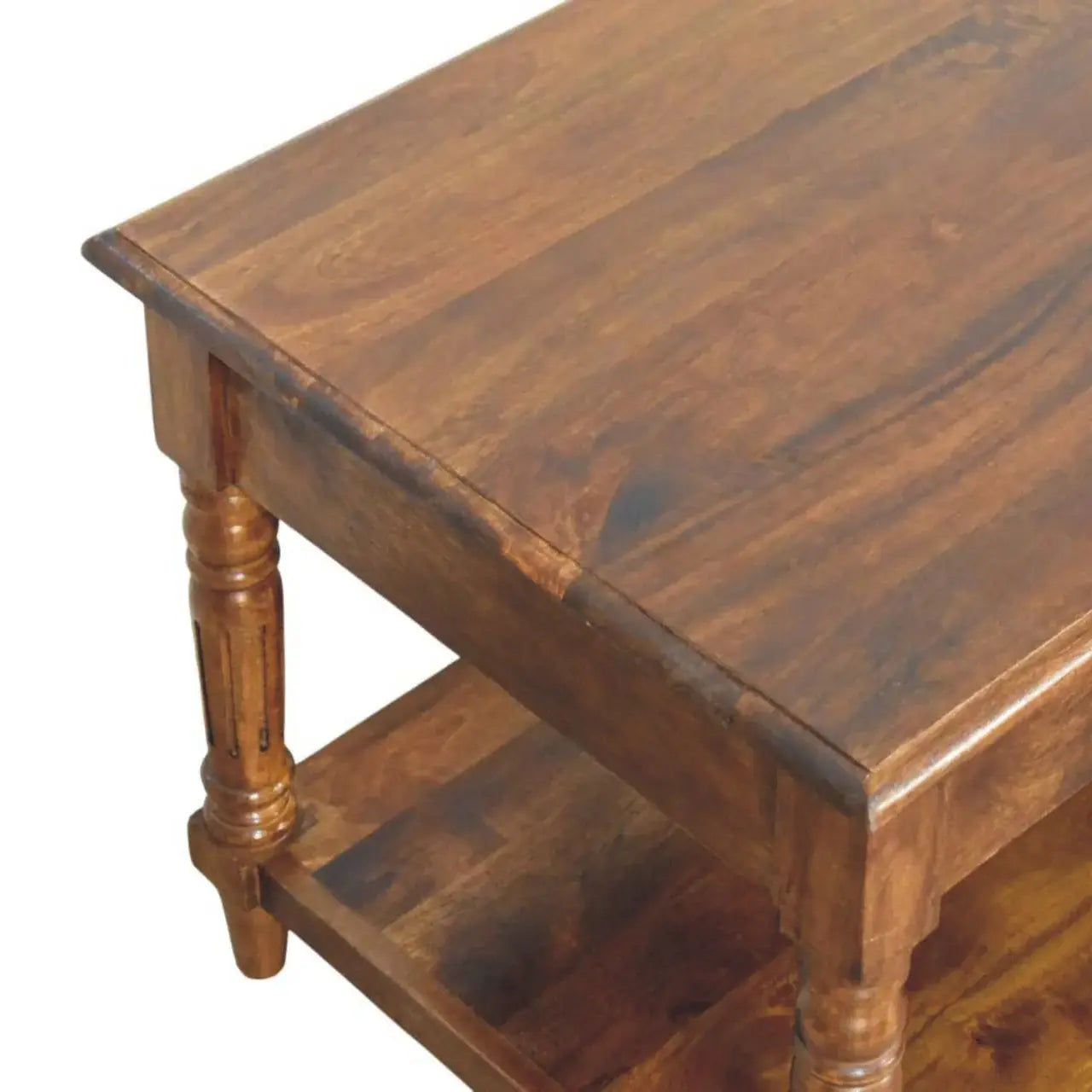 Turned legs Chestnut 2 Drawer Coffee Table - Artisan Furniture - Flyclothing LLC