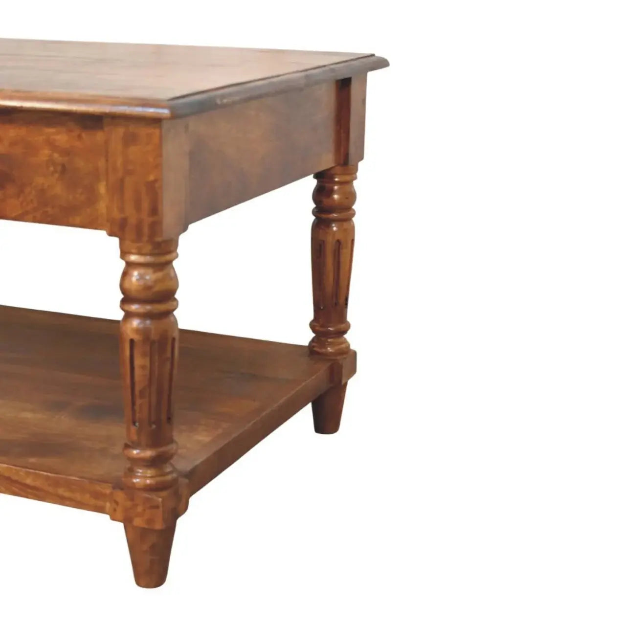 Turned legs Chestnut 2 Drawer Coffee Table - Artisan Furniture - Flyclothing LLC