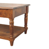 Turned legs Chestnut 2 Drawer Coffee Table - Artisan Furniture - Flyclothing LLC