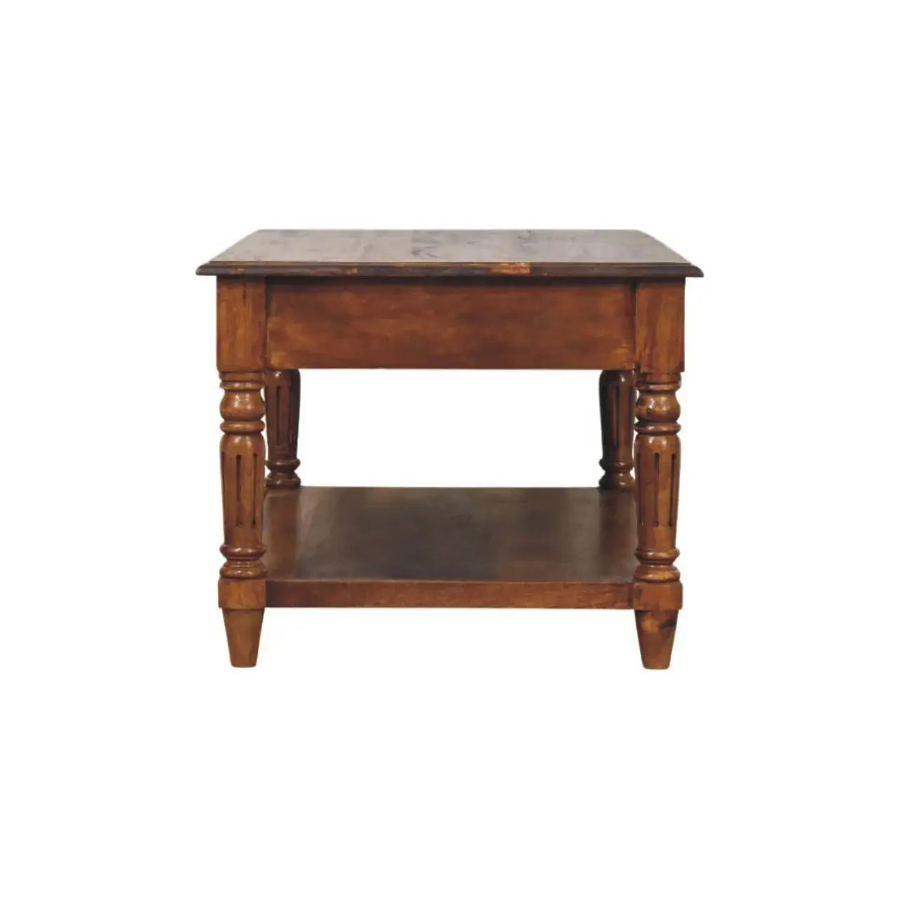 Turned legs Chestnut 2 Drawer Coffee Table - Artisan Furniture - Flyclothing LLC