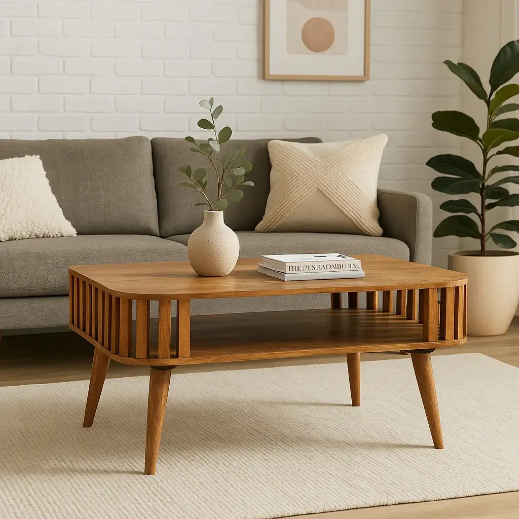 Slatted Oak-ish Coffee Table - Artisan Furniture - Flyclothing LLC