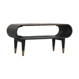 Curved Edge Media with Brass Accents - Artisan Furniture - Flyclothing LLC