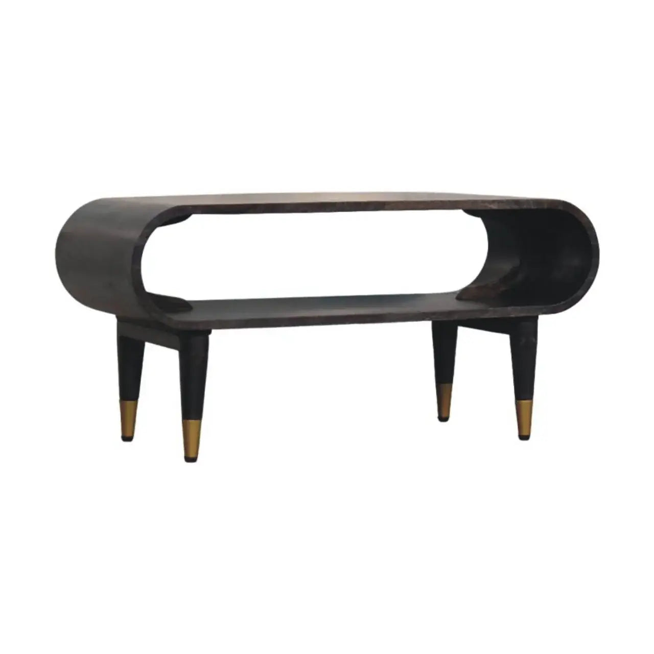 Curved Edge Media with Brass Accents - Artisan Furniture - Flyclothing LLC