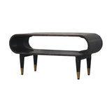 Curved Edge Media with Brass Accents - Artisan Furniture - Flyclothing LLC