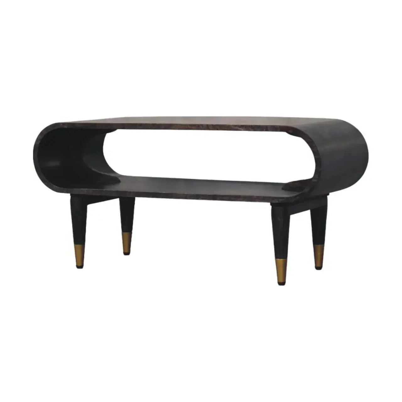 Curved Edge Media with Brass Accents - Artisan Furniture - Flyclothing LLC