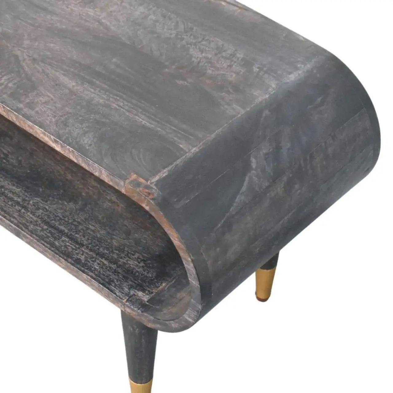 Curved Edge Media with Brass Accents - Artisan Furniture - Flyclothing LLC