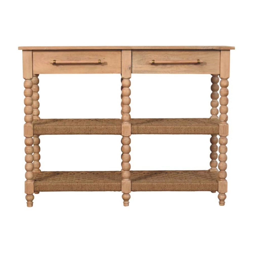 Savoy Bobbin Console with Jute Shelves
