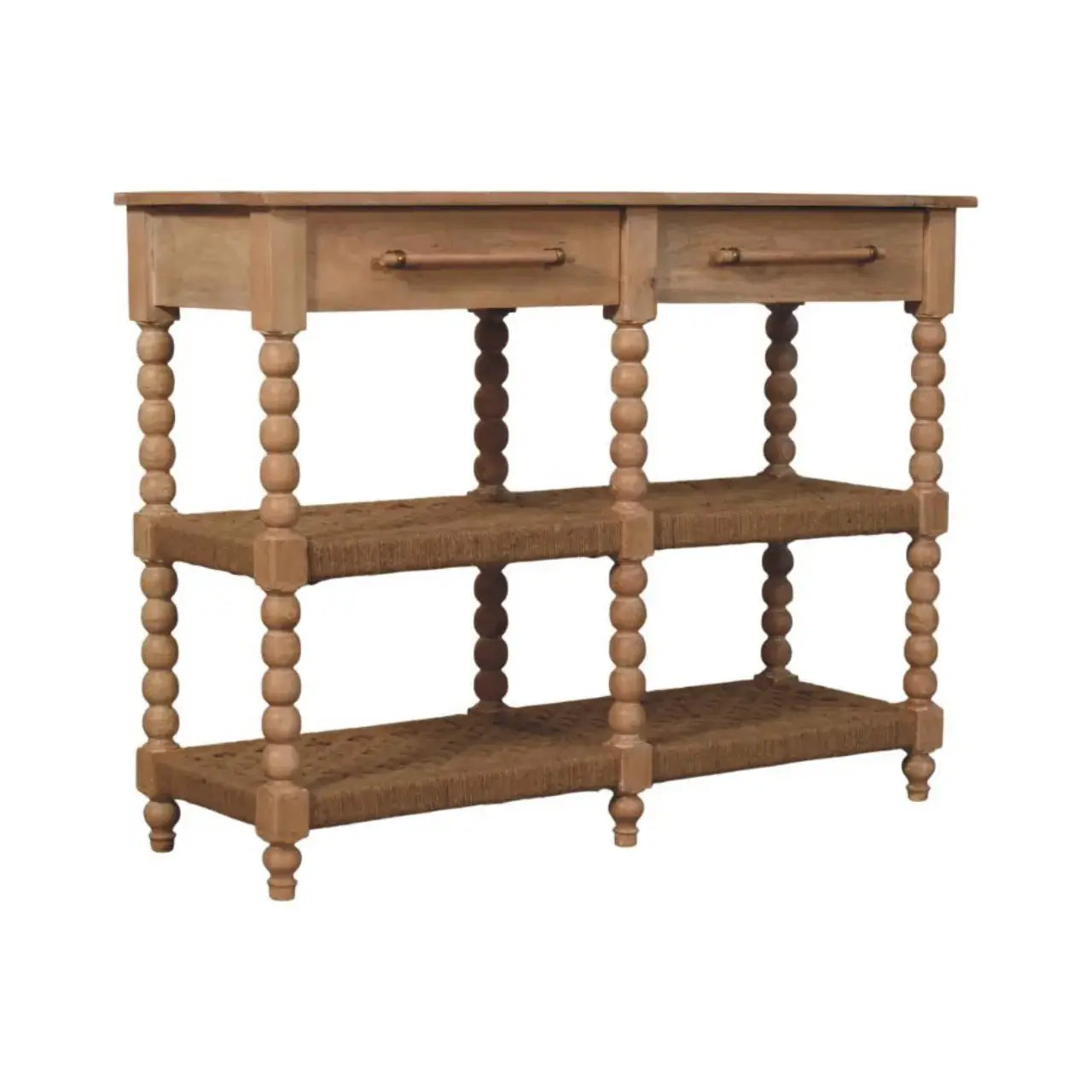 Savoy Bobbin Console with Jute Shelves - Artisan Furniture - Flyclothing LLC