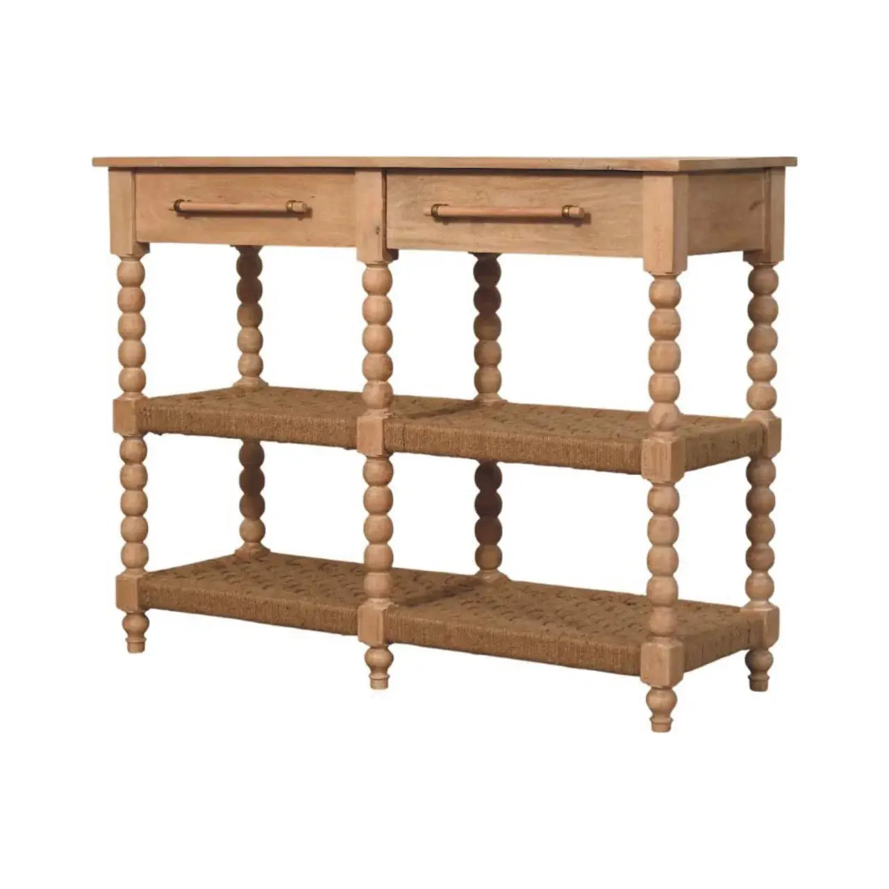 Savoy Bobbin Console with Jute Shelves - Artisan Furniture - Flyclothing LLC