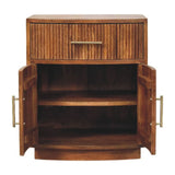 Solid Wood Curved Ribbed Bedside with Drawer - Artisan Furniture - Flyclothing LLC