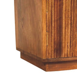 Solid Wood Curved Ribbed Bedside with Drawer - Artisan Furniture - Flyclothing LLC