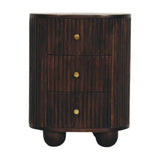 Curved Fluted 3-Drawer Bedside - Artisan Furniture - Flyclothing LLC