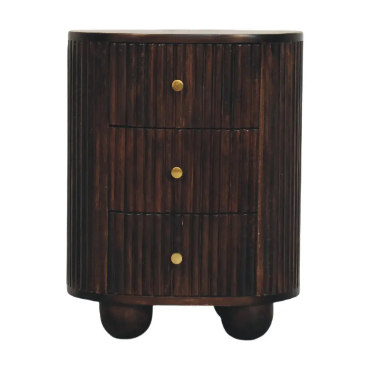 Curved Fluted 3-Drawer Bedside - Artisan Furniture - Flyclothing LLC