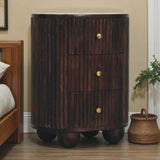 Curved Fluted 3-Drawer Bedside - Artisan Furniture - Flyclothing LLC