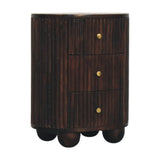 Curved Fluted 3-Drawer Bedside - Artisan Furniture - Flyclothing LLC