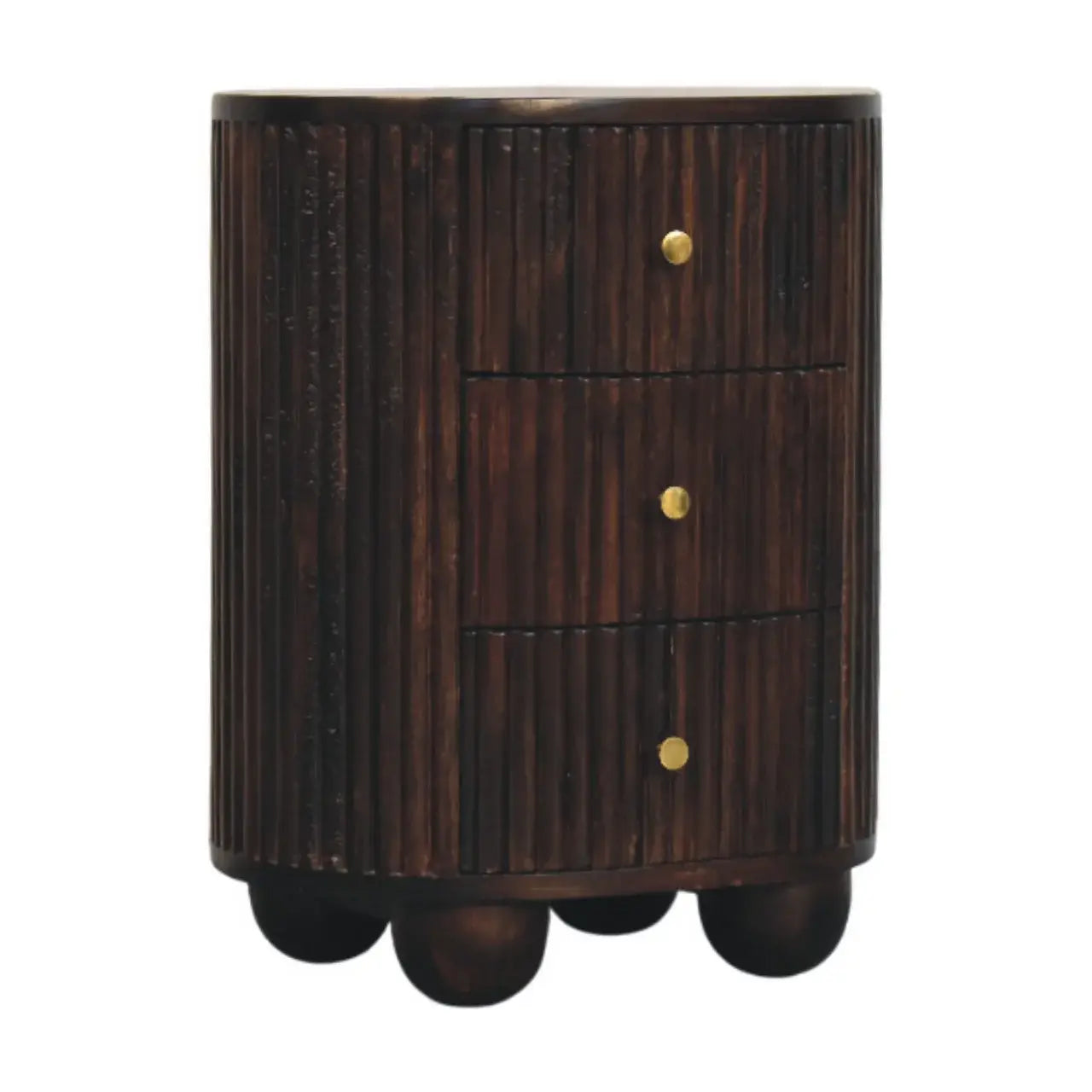 Curved Fluted 3-Drawer Bedside - Artisan Furniture - Flyclothing LLC