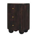 Curved Fluted 3-Drawer Bedside - Artisan Furniture - Flyclothing LLC