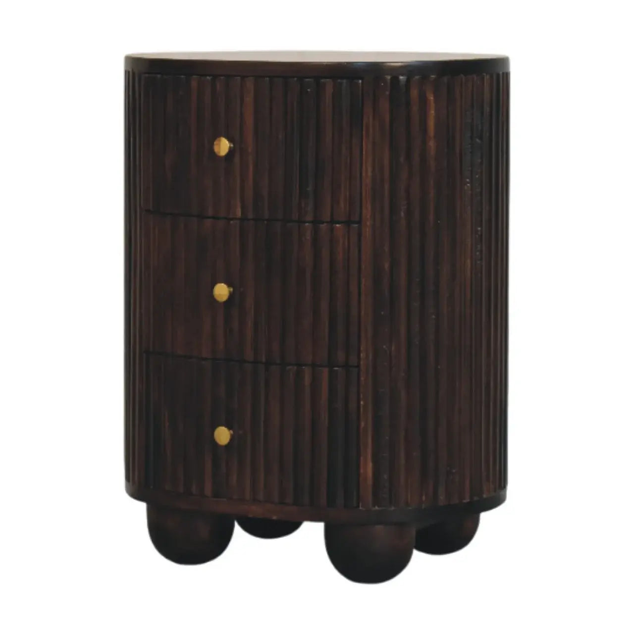 Curved Fluted 3-Drawer Bedside - Artisan Furniture - Flyclothing LLC