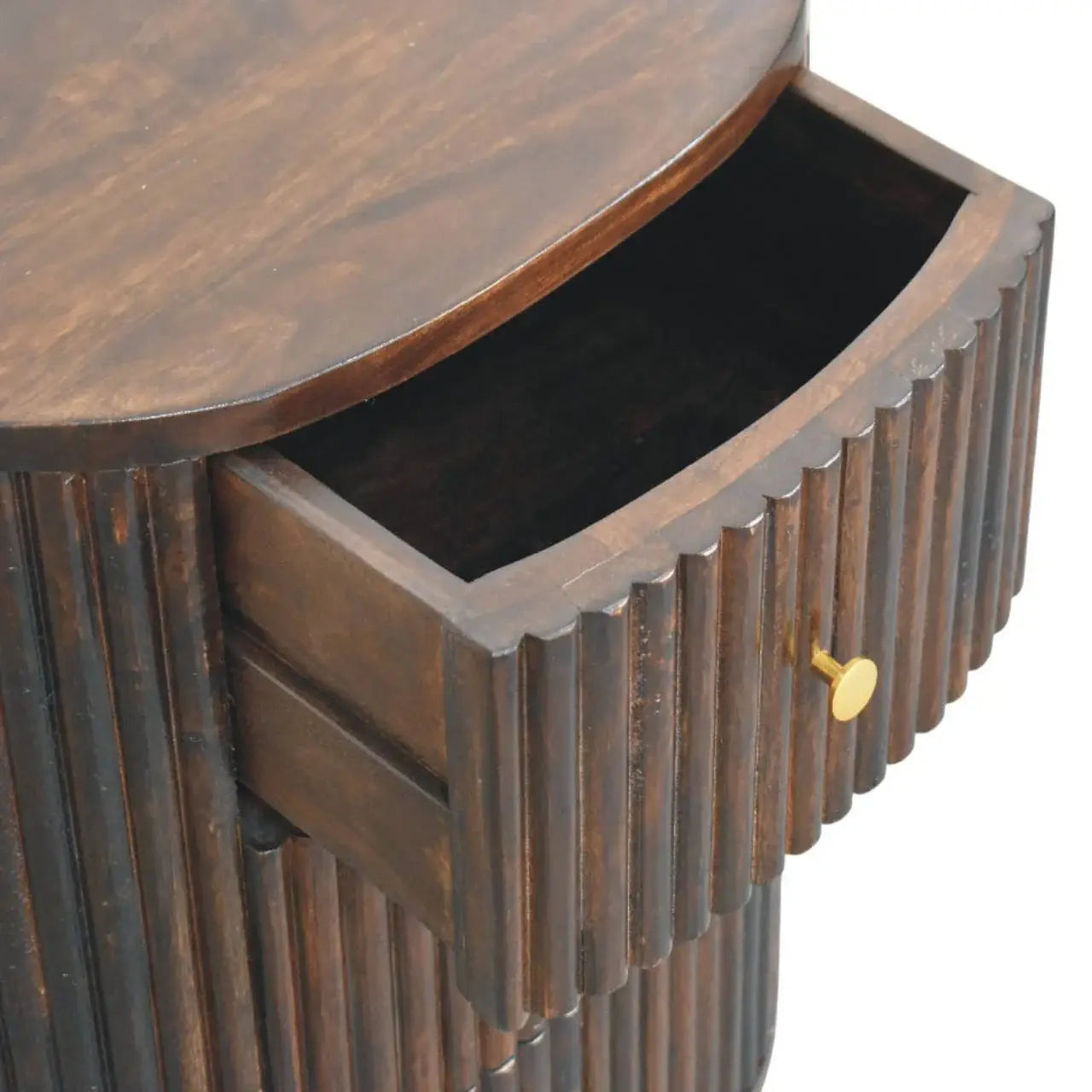 Curved Fluted 3-Drawer Bedside - Artisan Furniture - Flyclothing LLC