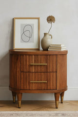 Ribbed Bedside with Brass Accents - Artisan Furniture - Flyclothing LLC