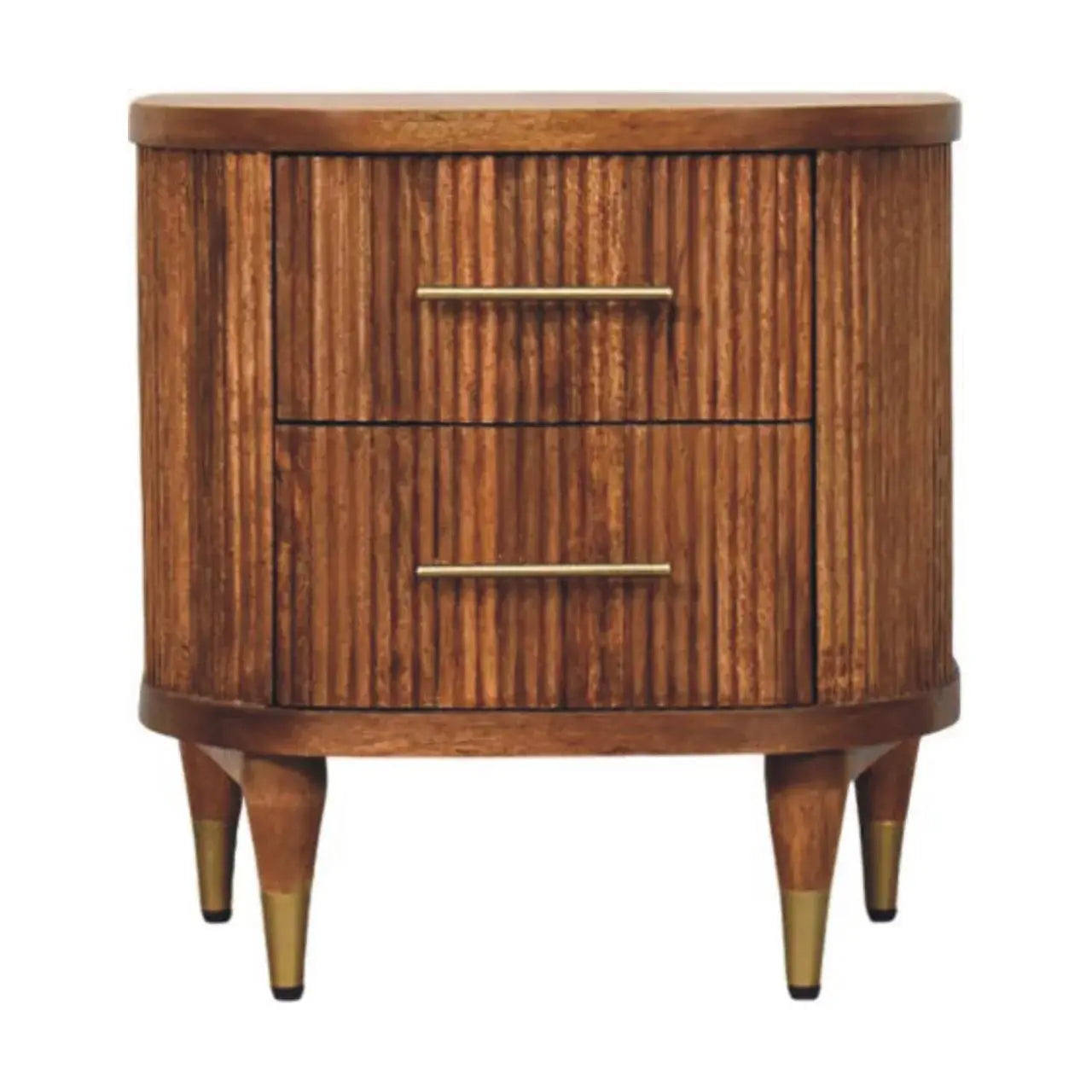 Ribbed Bedside with Brass Accents - Artisan Furniture - Flyclothing LLC