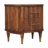 Ribbed Bedside with Brass Accents - Artisan Furniture - Flyclothing LLC