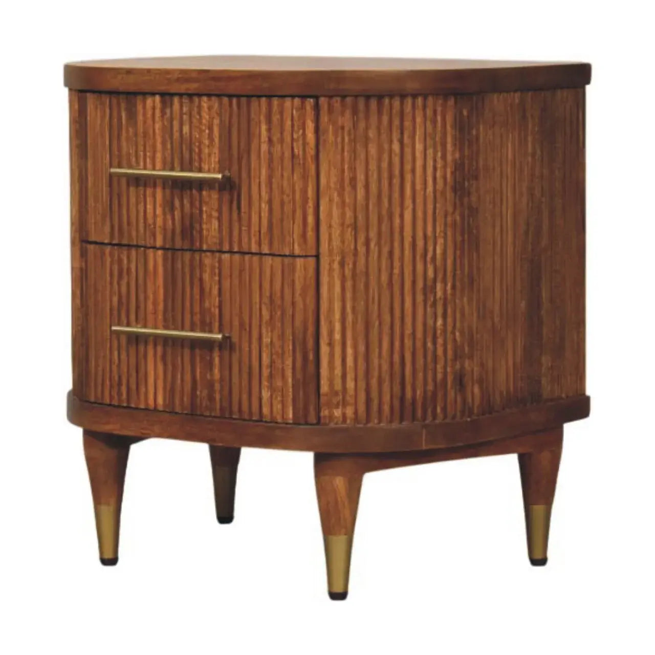 Ribbed Bedside with Brass Accents - Artisan Furniture - Flyclothing LLC