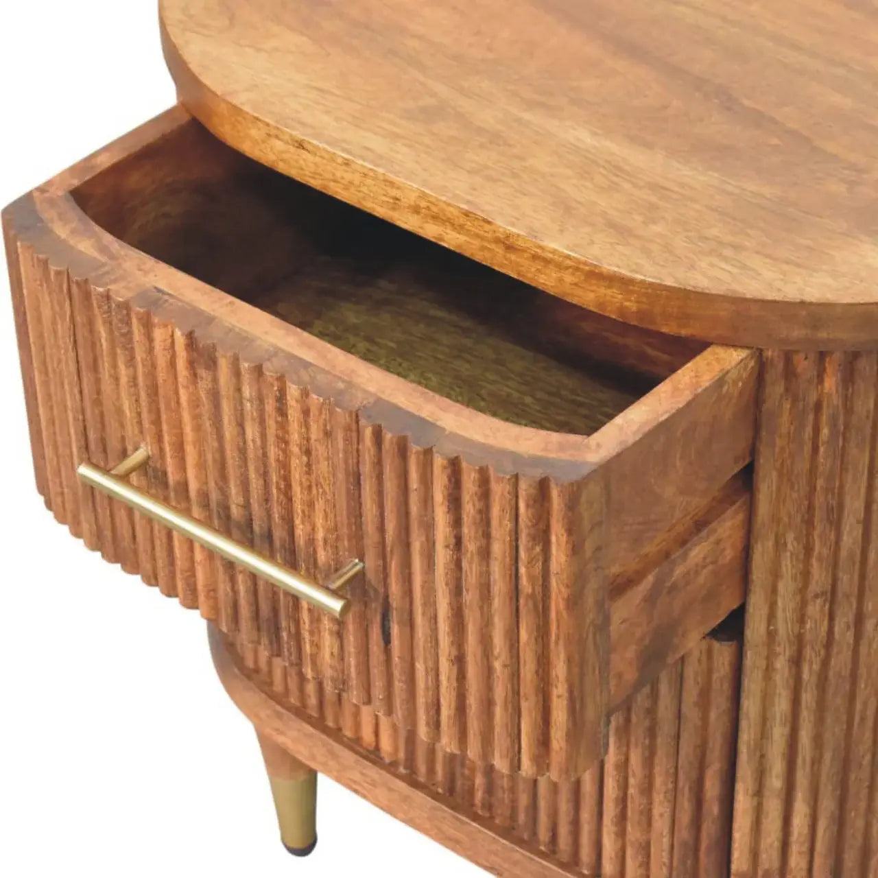 Ribbed Bedside with Brass Accents - Artisan Furniture - Flyclothing LLC