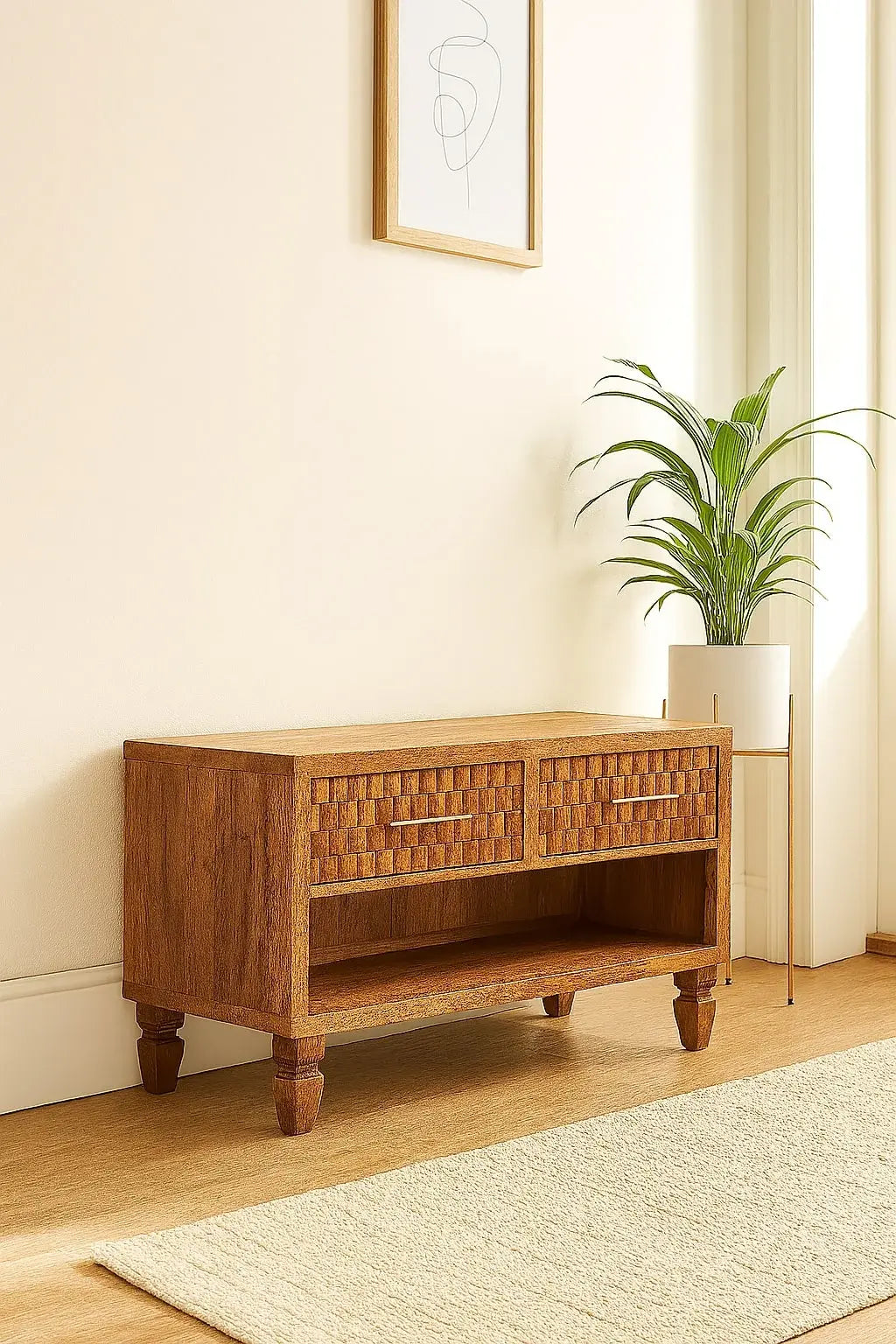 Arno Shoe Storage Unit in Golden Teak - Artisan Furniture - Flyclothing LLC