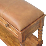 Leather Spindle Bench
