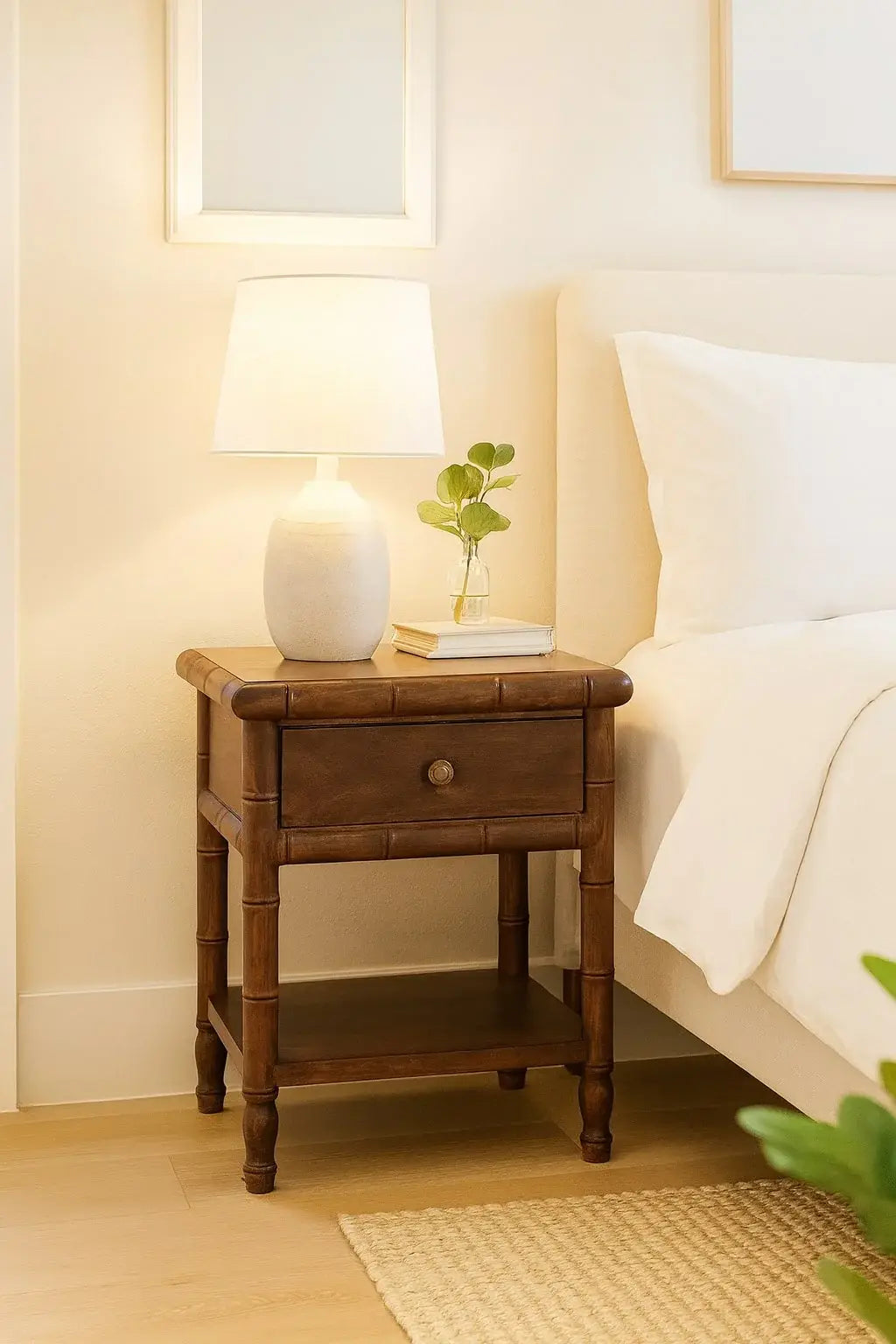Bamboo Carved Bedside Table - Artisan Furniture - Flyclothing LLC