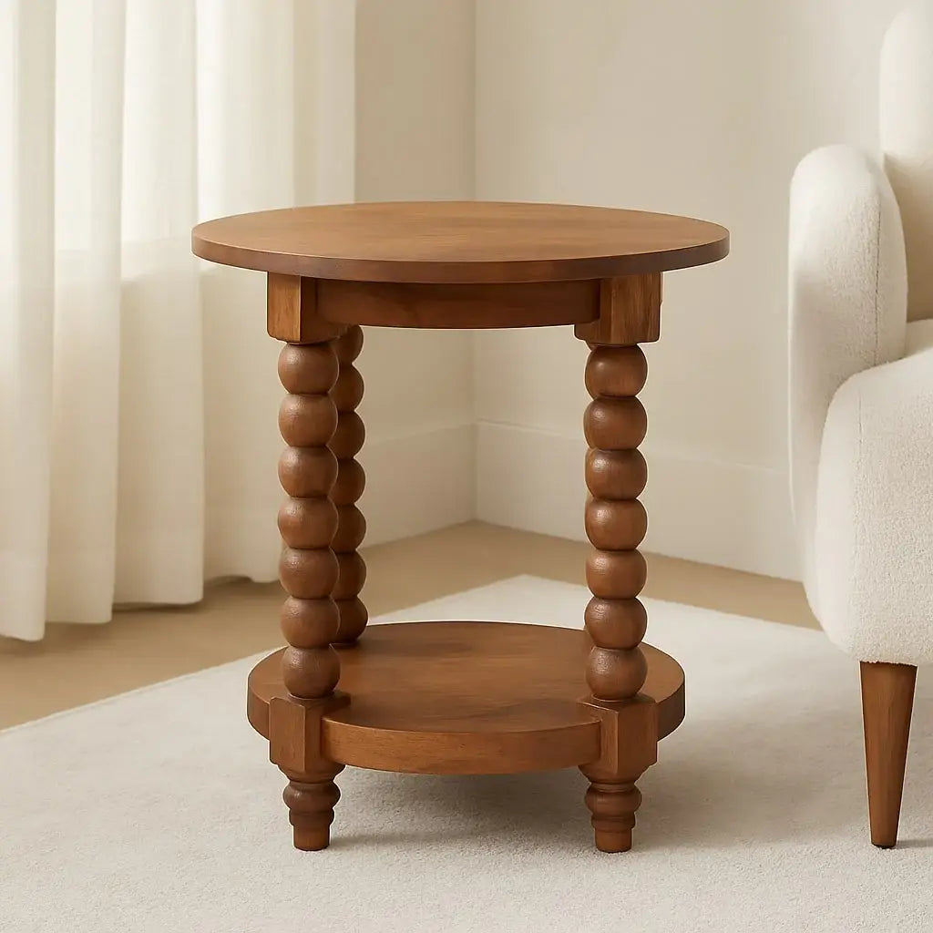 Barley Twist Round Side Table - Artisan Furniture - Flyclothing LLC