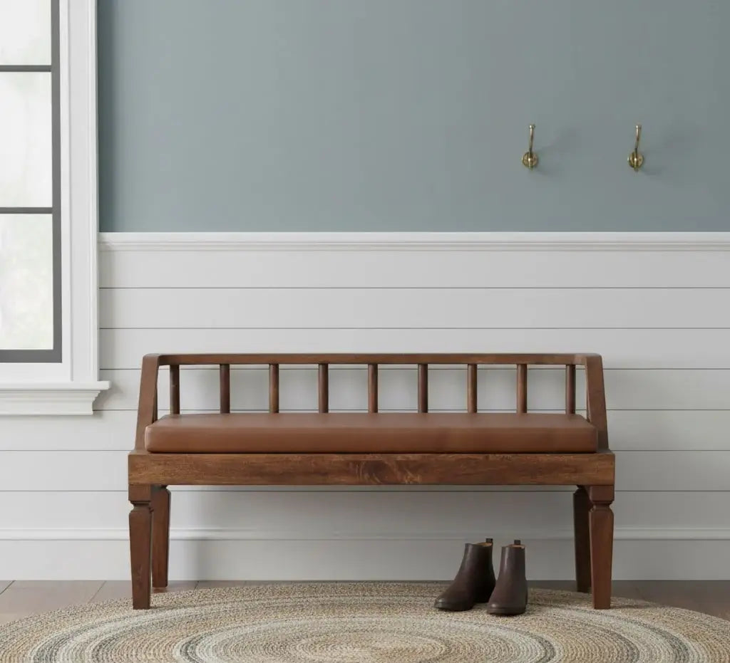 Bordeaux Leather Bench - Artisan Furniture - Flyclothing LLC