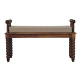 Spindle Amber Linen Bench - Artisan Furniture - Flyclothing LLC
