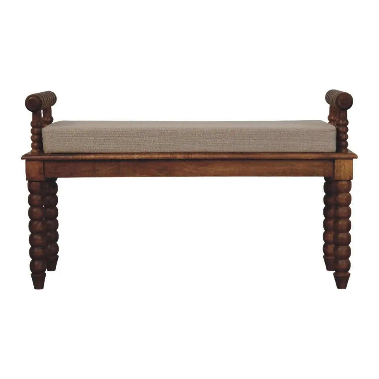 Spindle Amber Linen Bench - Artisan Furniture - Flyclothing LLC
