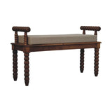 Spindle Amber Linen Bench - Artisan Furniture - Flyclothing LLC