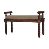 Spindle Amber Linen Bench - Artisan Furniture - Flyclothing LLC