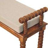 Spindle Amber Linen Bench - Artisan Furniture - Flyclothing LLC