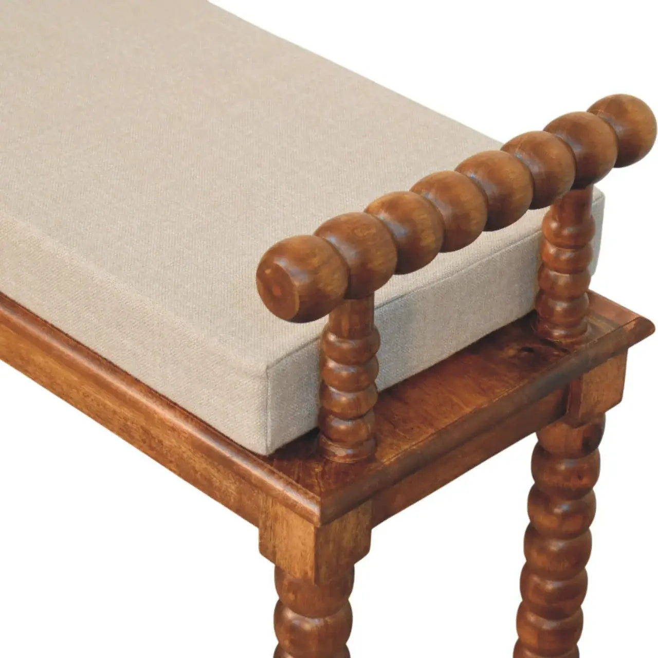 Spindle Amber Linen Bench - Artisan Furniture - Flyclothing LLC